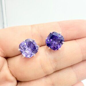 Elegant Purple Sapphire Stud Earrings